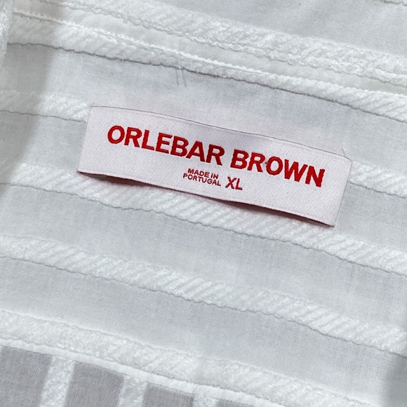 Orlebar Brown Ridley Tonal Striped Chenille White L/S Polo Shirt Mens XL - Picture 7 of 9